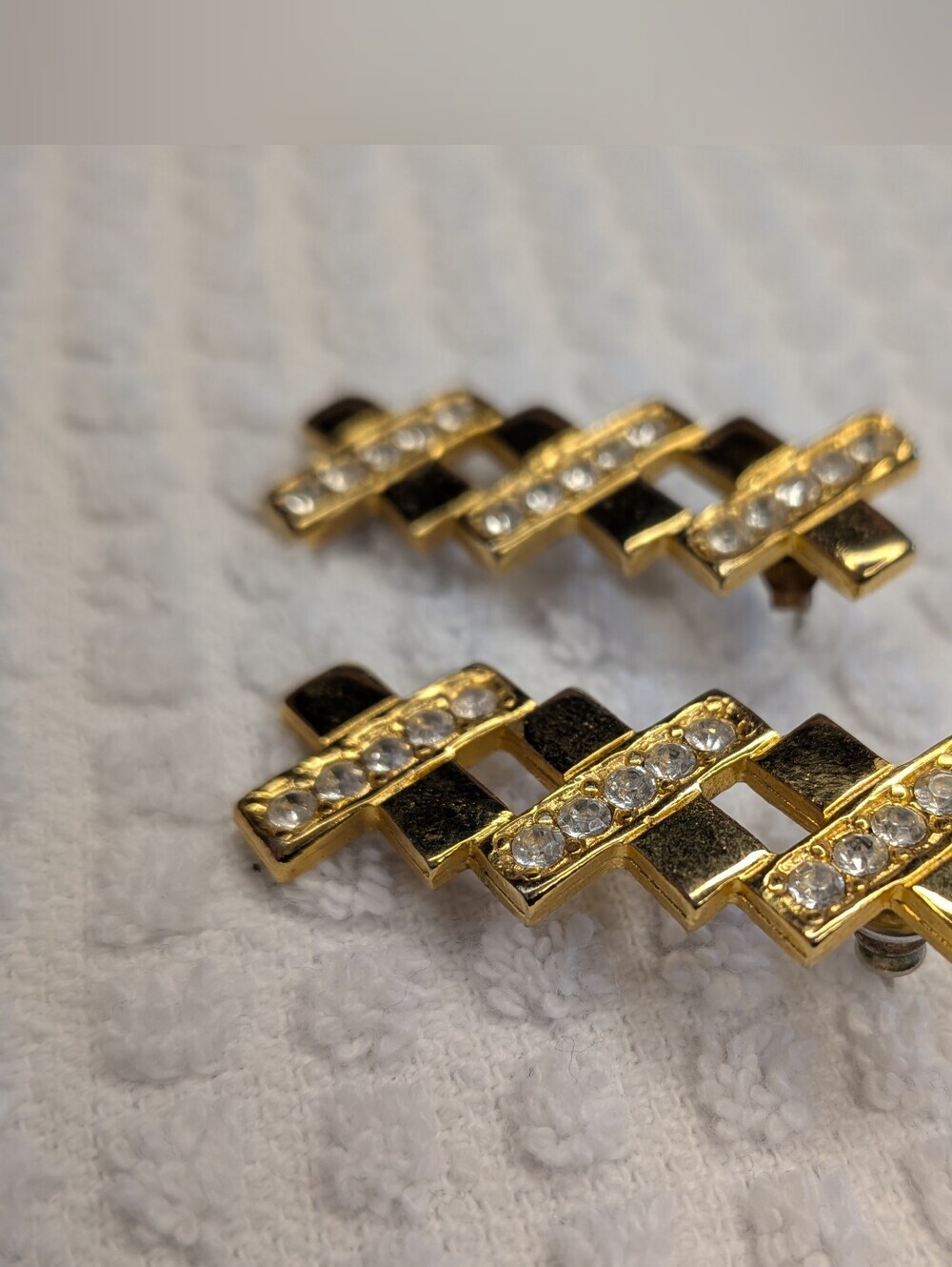 Vintage Retro Geometric Golden Drop Dangle Earrings - Picture 2 of 9